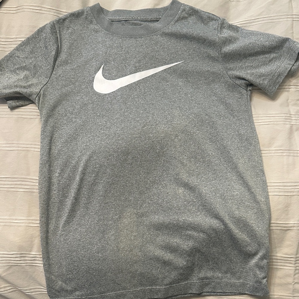 Nike Heather Gray Tee with White Swoosh